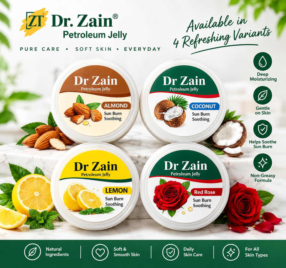 Dr. Zain Vaseline – Almond, Coconut, Lemon & Red Rose